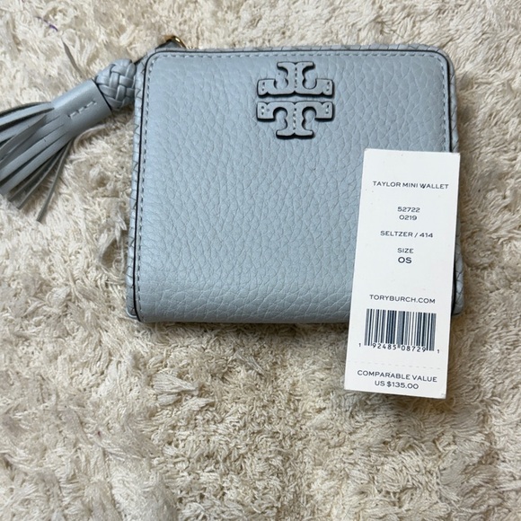 Tory Burch Handbags - NWT Tory Burch Seltzer Blue Taylor Mini Leather Wallet with Tassel